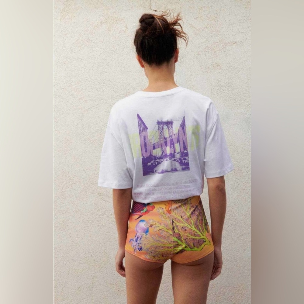 ZARA printed tap shorts light orange 
Nwots